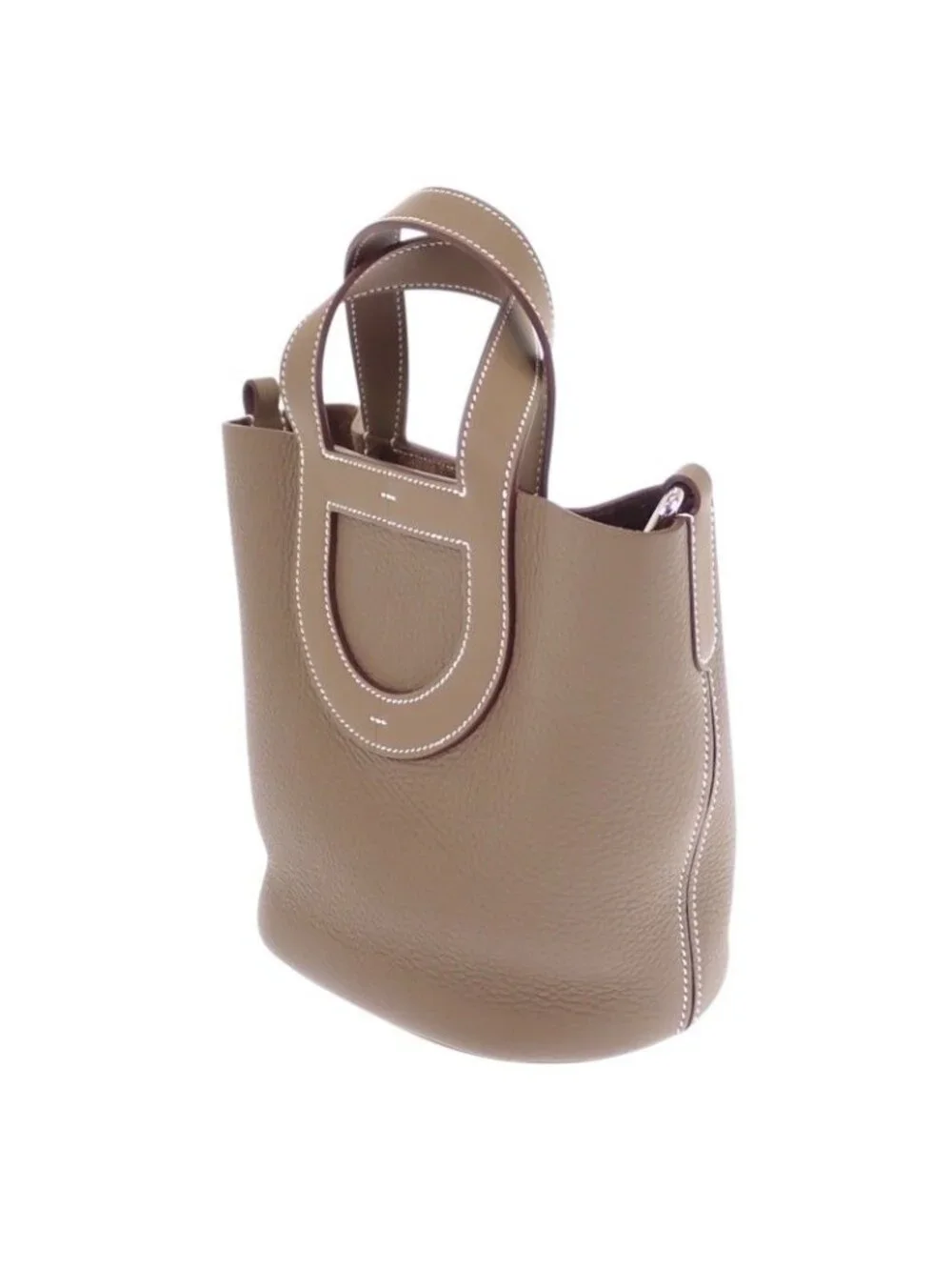 Hermes in the Loop 18 Handbag Taurillon Clemence Veau Etoupe